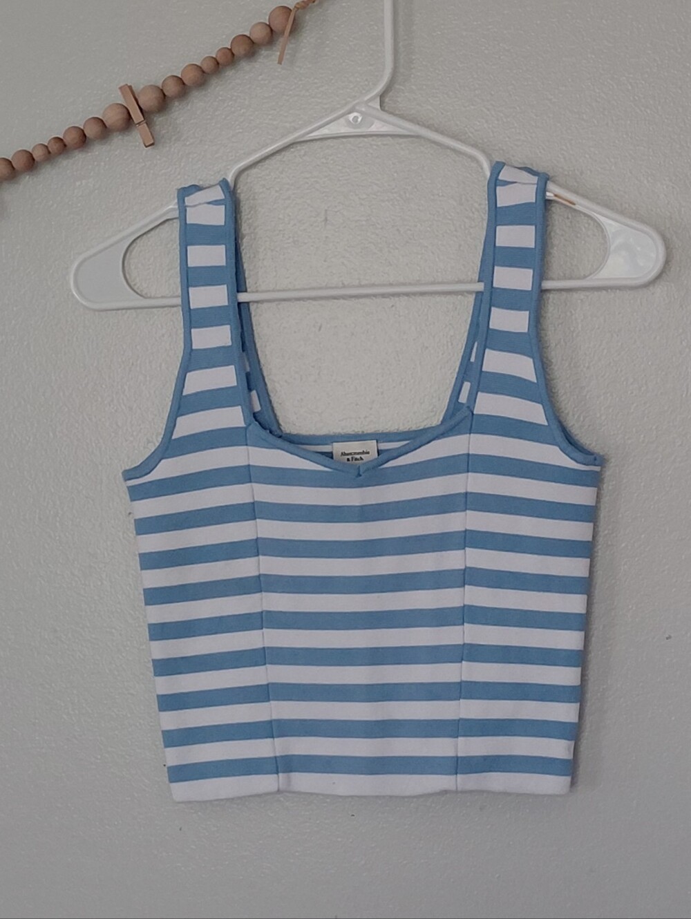 Abercrombie & Fitch Blue Striped Knit Body Contour Cropped Tank Top